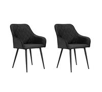 Soof&Tess Lot de 2 chaises de Salle à Manger Bergame - Noir - Velours - Industriel - avec accoudoirs - Tissus faciles à Nettoyer - Haute qualité