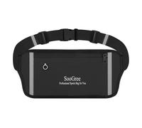 SooGree Ceinture de course à pied pour homme et femme - Sac banane fin réfléchissant pour téléphone portable - Sangle réglable - Pour gym, marathon, noir
