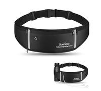 SooGree Ceinture de course pour homme et femme, ceinture de sport fine, sac banane imperméable avec bande réfléchissante, ceinture de course pour course à pied, marche, cyclisme, camping, gym, noir,