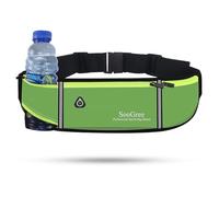 SooGree Ceinture de course pour homme et femme, ceinture de sport fine, sac banane imperméable avec bande réfléchissante, ceinture de course pour course à pied, marche, cyclisme, camping, gym, vert,