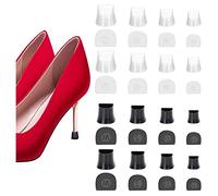 SooGree Lot de 16 paires de protections de talons hauts, capuchons de réparation de talon aiguille, couvre-talons et embouts de talon, 4 tailles, couvre-talons hauts, réduction du bruit, capuchons