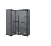 SooIarix Armoire d'angle grise avec cadre en fer solide - 130 x 87 x 169 cm - Armoire en tissu peu encombrante avec fermeture éclair - Pour chambre à coucher et dressing