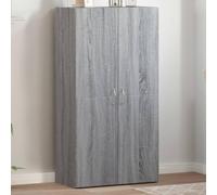SooIarix Armoire de bureau avec portes, en bois Sonoma gris, 60 x 32 x 115 cm, armoire de classement pour bureau, armoire d'archivage pour classement et organisation du bureau