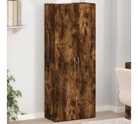SooIarix Armoire de classement en bois de chêne fumé 60 x 32 x 153 cm avec 4 compartiments et compartiment de porte pour bureau, bureau à domicile, administration, archives et salle d'étude pour