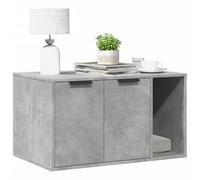 SooIarix Bac à litière pour chat en bois gris béton - 80 x 50 x 45 cm - Avec deux entrées - Polyvalente comme maison pour chat, table d'appoint ou meuble de rangement pour un refuge calme et élégant