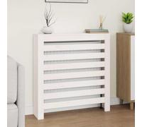 SooIarix Cache-radiateur blanc en pin massif 79,5 x 19 x 84 cm avec compartiment de rangement pratique et design moderne à lamelles pour la protection du chauffage et la décoration de la maison