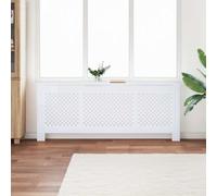 SooIarix Cache-radiateur en MDF blanc, réglable, 142-205 cm, avec étagère, cache-radiateur pratique pour salon, couloir et chambre à coucher, design moderne, montage facile