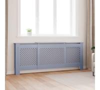 SooIarix Cache-radiateur en MDF gris réglable 142-205 cm avec sommier à lattes, étagère et montage mural, couvercle de radiateur pratique pour salon, accessoires pour chauffage et radiateur