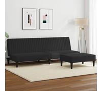 SooIarix Canapé-lit 2 pièces en velours noir, dossier réglable, 200 x 84,5 x 69 cm, avec repose-pieds, pour salon et chambre d'amis