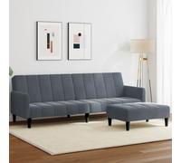 SooIarix Canapé-lit 2 places avec repose-pieds, velours gris foncé, fonction transformable, cadre en bois robuste, 220 x 84,5 x 69 cm, pour salon