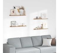 SooIarix Lot de 4 étagères murales flottantes en bois composite marron - 80 x 9 x 3 cm - Bords d'affichage durables pour salon, chambre à coucher, bureau