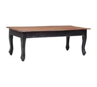 SooIarix Table basse noire 120 x 60 x 45 cm, en bois massif d'acajou laqué, pour salon, table d'appoint de style français, design durable