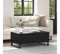 SooIarix Table basse noire aspect chêne 90 x 50 x 36,5 cm en bois avec tiroir de rangement et pieds en acier robustes pour salon, canapé, salon, appartement, surface de rangement