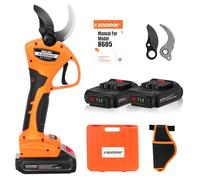 SOOJOOK 8605 Secateur Electrique Professionnel, 40mm Secateur Electrique Sans Fil, 1050W 21V 2x2A Sécateur à Batterie Pour Oliviers, Vignobles, Les Pommiers, avec 1x Paire de Lame