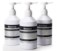 Sookdeo Bouteille distributrice pour Salle de Bain et Cuisine Rechargeable pour shampoing, après-shampoing, Savon à Vaisselle, Lotion, Huile, Savon de Douche avec Pompe, 17 oz, 500 ML, Lot de 3