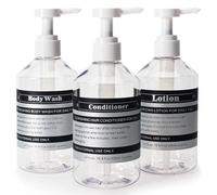 Sookdeo Bouteille distributrice pour Salle de Bain et Cuisine Rechargeable pour shampoing, après-shampoing, Savon à Vaisselle, Lotion, Huile, Savon de Douche avec Pompe, 17 oz, 500 ML, Lot de 3