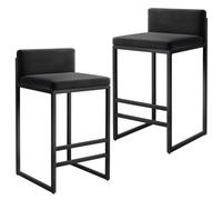Sools Barstols Ensemble de 2 tabourets de Bar à Hauteur de comptoir rembourré avec Dos Repose-Pieds, Cuisine de Cuisine de Petite Cuisine (Noir, 65 cm (25,6 '' '))
