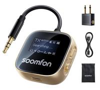 SOOMFON aptX Emetteur Récepteur Bluetooth TV, Adaptateur Bluetooth Avion | Transmetteur Audio Bluetooth Avion Double Connexion avec Écran LCD, Adaptateur Bluetooth jack 3,5 mm pour Casque Gym Enceinte
