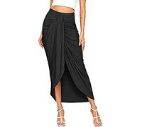 SoonerQuicker Jupe DéContractéE Fendue Portefeuille AsyméTrique éLastique Taille Haute Maxi Sexy Mini Mi Longue Courte Chic Grande Boheme Ete PlisséE Crayon