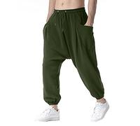 SoonerQuicker Sarouel Hommes Grandes Poches Fly Rat Pantalons Lâche Casual Pantalon De Jogging Large Elastique Strech Droit Blanc Legging