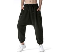 SoonerQuicker Sarouel Hommes Grandes Poches Fly Rat Pantalons Lâche Casual Pantalon De Jogging Large Elastique Strech Droit Blanc Legging