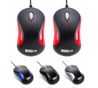 SOONGO Lot de 2 souris USB ergonomiques optiques filaires pour le bureau et la maison, compatible avec ordinateur portable, PC, rouge