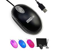 SOONGO Mini Souris Filaire Petite Souris Optique Portable pour Ordinateur Portable Gauche LED Lumière PC Ordinateur Couleur Noire
