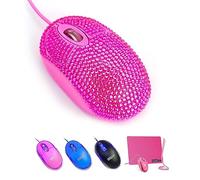 SOONGO USB Optical Wired Mini Computer Mouse for Latpot Mice with Pink Crystal Bling Rhinestone Funny Personalized Gift for Kids and Teen Girl Birthday Gift by