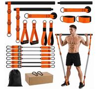 SOONHUA Barre de Pilates avec Elastique Musculation 270 LBS, Kit de Bande de Resistance 19 Pièces pour Homme et Femme, Équipement Sport Maison pour Squat, Fitness, Entraînement Tout-en-Un