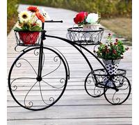 SOONHUA Support pour plantes en forme de vélo, support de fleurs en métal avec 3 paniers, escalier à fleurs en forme de vélo, pour jardin et balcon
