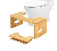 SOONHUA Tabouret de Toilette en Bambou Pliable, Tabouret WC Ergonomique avec Patins antidérapants, Repose Pied Toilette pour Salle de Bain, Aide à Soulager la Constipation et Les Ballonnements