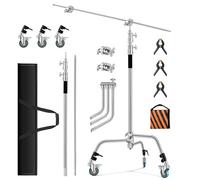 Soonpho 100% Métal Trépied C-Stand 3,3 m Réglable, avec Rallonge De 1,2 m, 3 Roues Et Sac De Transport, Utilisé pour Réflecteur Vidéo Studio Photo, Lampe Simple, Boîte Souple