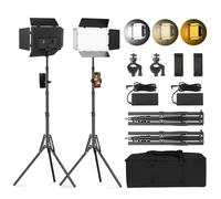 Soonpho 2-Pack LED Panneau Lumière Vidéo Barn Door 2800-6500K Lumière réglable 20W Eclairage Photographique Studio avec Pied de 1.6m et Support pour téléphone Portable pour Youtube Live Streaming