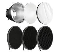 Soonpho Diffuseur de Lampe réflecteur Standard 17,8 cm avec Grille nid d'abeille 10 °/30 °/50 ° Blanc Tissu Doux pour Support Bowens Studio Flash Flash Speedlite …