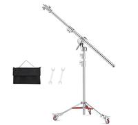 Soonpho Pro Supports en C Stand Trépied 100% Acier Inoxydable avec roulettes et Perche, Support en métal Robuste en C Charge maximale 450 cm pour réflecteurs Godox AD200 Pro SK400 Aputure