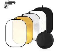 Soonpho Réflecteur Pliable 5 en 1 - Diffuseur Ovale 40 x 60 Pouce 100 x 150cm Or,Argent,Noir,Transparent, Blanc avec Clip et Sac de Rangement pour éclairage extérieur de Studio