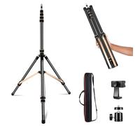 Soonpho Support de Lumière en Fibre de Carbone Light Stand avec Pieds Réversibles à 180°,Adaptateur 1/4"-3/8" et Sac,260cm Trépied de Voyage pour Photographie en Plein Air Speedlite Strobe Softbox