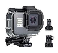 SOONSUN Boîtier étanche pour GoPro Hero 8 noir, 60 m, boîtier de plongée sous-marin avec double griffe intégrée pour connecter la lumière vidéo et le microphone