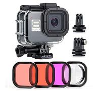 SOONSUN Boitier étanche pour GoPro Hero 8 Noir avec 4 filtres de plongée - Boîtier de plongée sous-Marine de 60 m avec Deux emplacements pour Chaussures intégrées avec Filtre Rouge, Rouge Clair