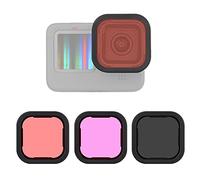 SOONSUN Lot de 3 filtres d'objectif ND16 / rouge clair/magenta pour GoPro Hero 12 11 10 9 noir, densité neutre et correction de couleur, kit de filtre d'objectif de plongée pour caméra GoPro Hero 9 10