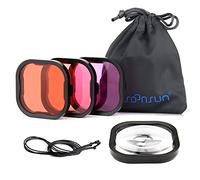 SOONSUN Lot de 4 filtres de plongée pour GoPro Hero 13-12-11-10-9-8 - Noir, rouge, rouge clair, magenta, 5 filtres macro, correction des couleurs