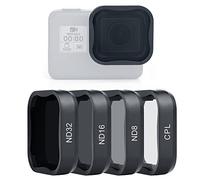 SOONSUN Lot de 4 filtres d'objectif CPL ND8 ND16 ND32 pour GoPro Hero 5 6 7, Noir, densité Neutre et polarisant Circulaire, kit de Protection d'objectif pour caméra GoPro Hero 5 6 7 Noir