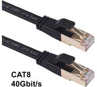 SOONTEC 3m CAT 8 Câble LAN Super Fast Câble réseau Câble patch Internet plat RJ45 mâle 40Gbps 2000 MHz - Noir