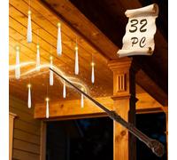 Soontrans Lot de 32 bougies flottantes magiques flottantes à poser, minuterie de 6 heures, fonction mémoire, 3 modes d'éclairage, à suspendre avec baguette magique, fonctionne avec piles, blanc chaud