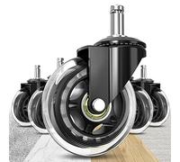 Soontrans Lot de 5 roulettes de chaise de bureau avec tige de 10 mm, compatibles avec les chaises IKEA, 3/8 roulettes de rechange en caoutchouc, roues de protection pour planchers en bois dur et tapis