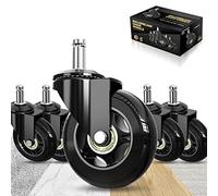 Soontrans Roulette Chaise Bureau, 11 mm x 22 mm, Pas de Soucis de Roulement, Silencieuse & Glissez Doucement, Pas de Tapis Nécessaire, Roues Chaise Bureau Convient à Tous les Sols Lot de 5 (Noir)