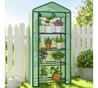 Soontrans Serre compacte en film avec film grillagé en polyéthylène et 4 grilles métalliques, 68 x 49 x 158 cm, serre pour la culture de semis, herbes, jeunes plantes, système d'emboîtement et porte