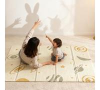 Soontrans Tapis Bebe Pliable 180x120x1cm, Tapis d'Eveil Bebe avec sac de Transport, Mousse, Imperméable, Protection Anti-Chute, Reversible, Taitapis bebelle de Jeu en motricité (Planète/Étoile)