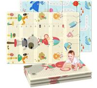 Soontrans Tapis Bebe Pliable 180x120x1cm, Tapis d'Eveil Bebe avec sac de Transport, Mousse, Imperméable, Protection Anti-Chute, Reversible, Taitapis bebelle de Jeu en motricité (Océan/Paradis)