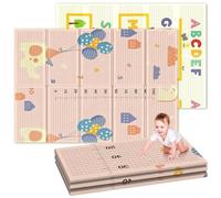 Soontrans Tapis Bebe Pliable 180x120x1cm, Tapis d'Eveil Bebe avec sac de Transport, Mousse, Imperméable, Protection Anti-Chute, Reversible, Taitapis bebelle de Jeu en motricité (Éléphant/Alphabet)